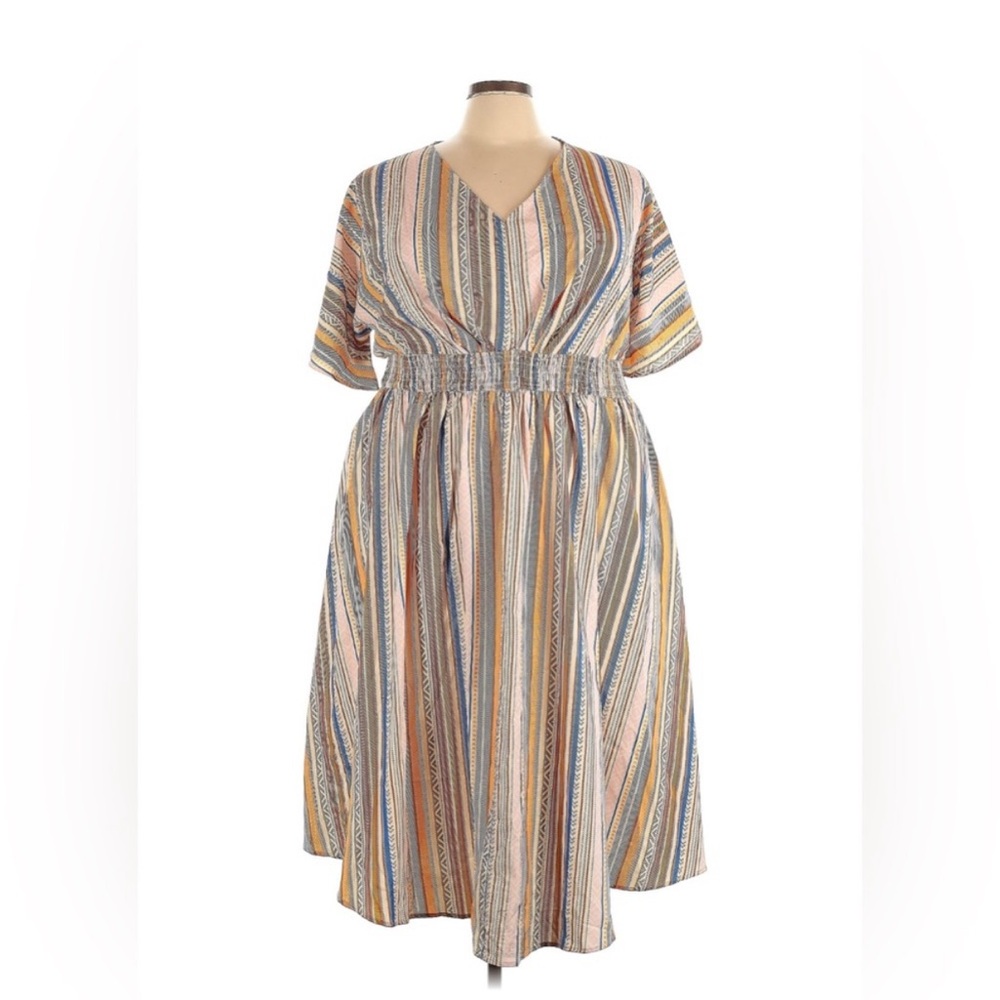 BloomChic Multicolor Striped Midi Dress